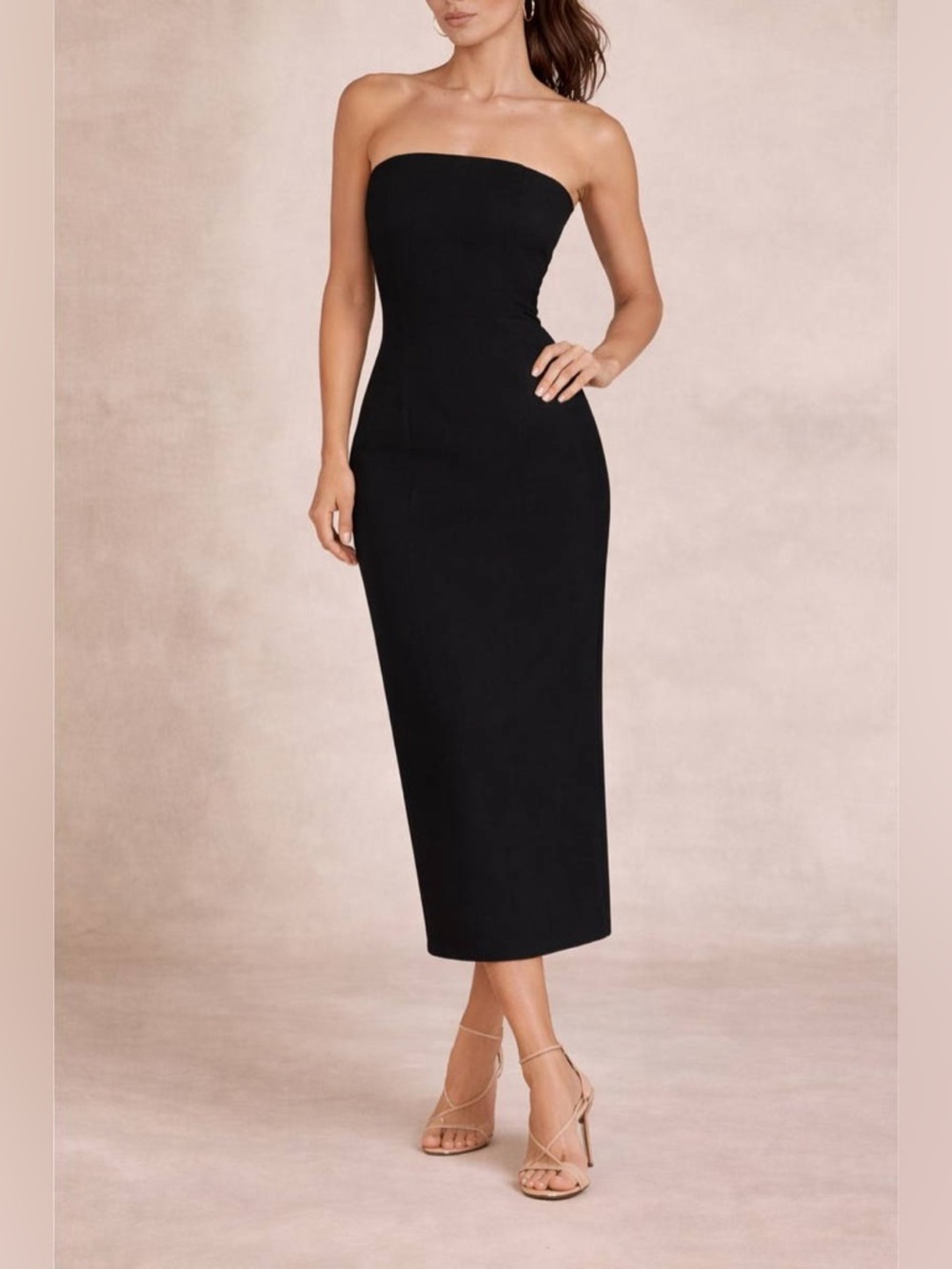 DISSH Opal Black Strapless Black Midi Dress Size 8 US